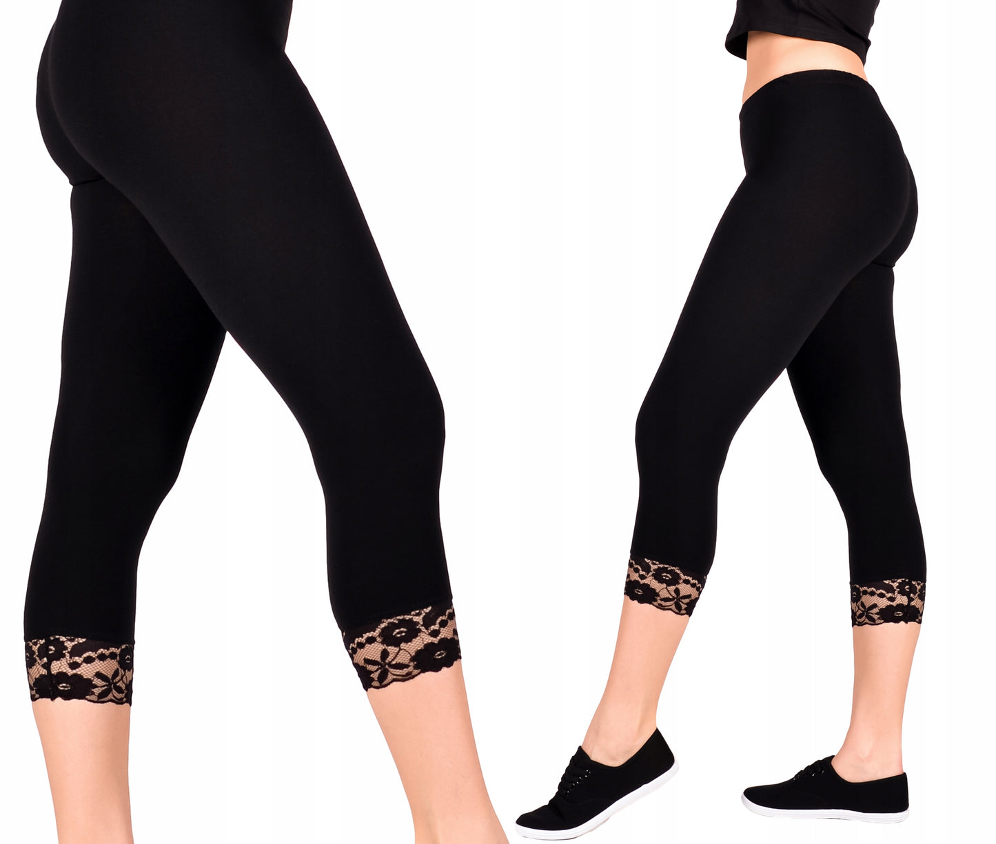 3/4 lace black leggings